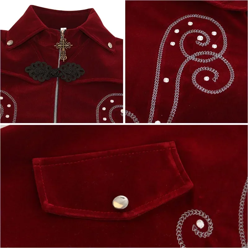 Abrigo de vampiro gótico para Cosplay de Halloween, chaqueta Vintage con cuello levantado, abrigo
