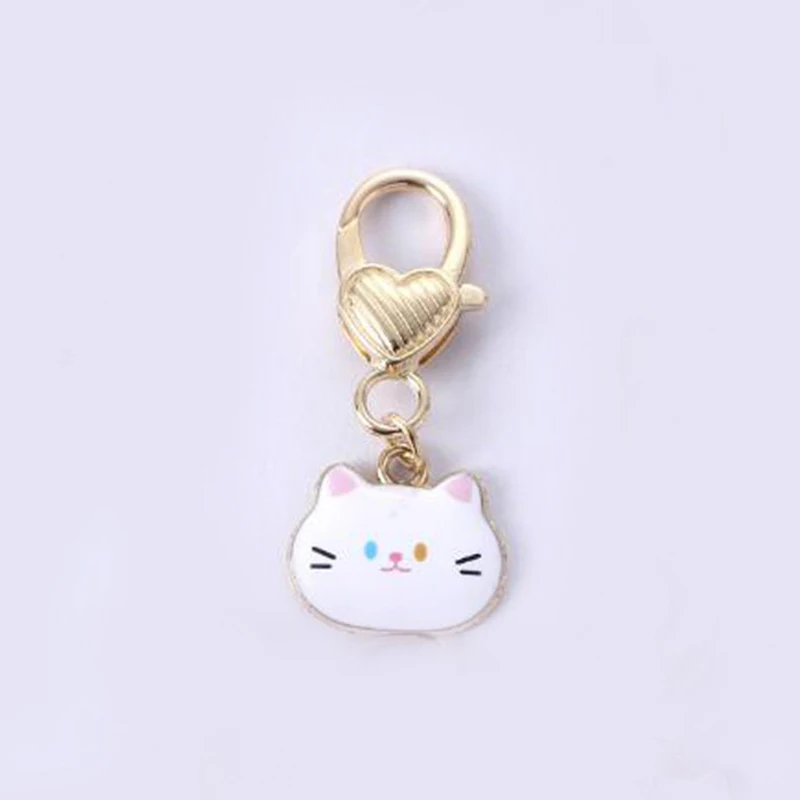 Cute Cartoon Cat Keychain Metal Enamel Kitten Keyring For Women Trendy Headphone Case Pendant Backpack Charms Gifts