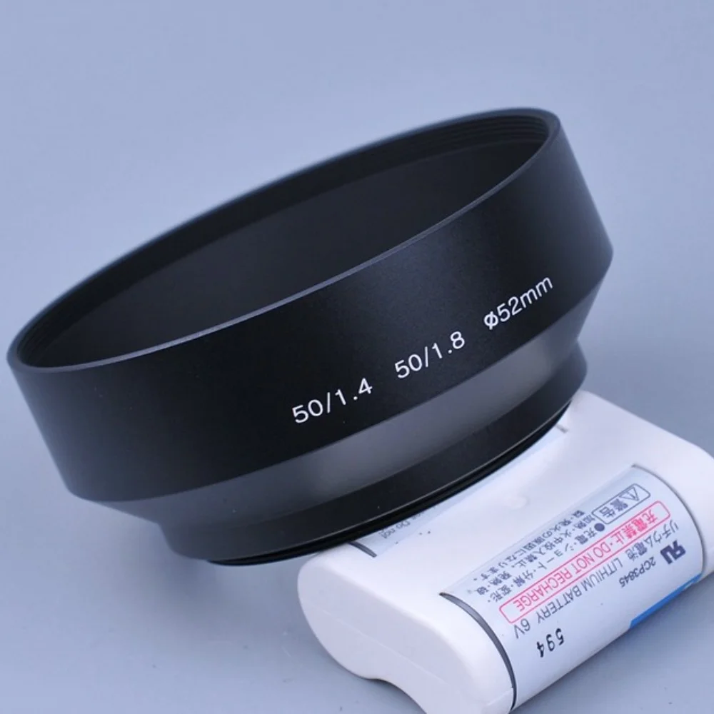 

52mm Circular Lens Hood For Canon Sony Nikon Fujifilm Leice Lumix Metal Lens Hood Lens Cap Replaces Accessories