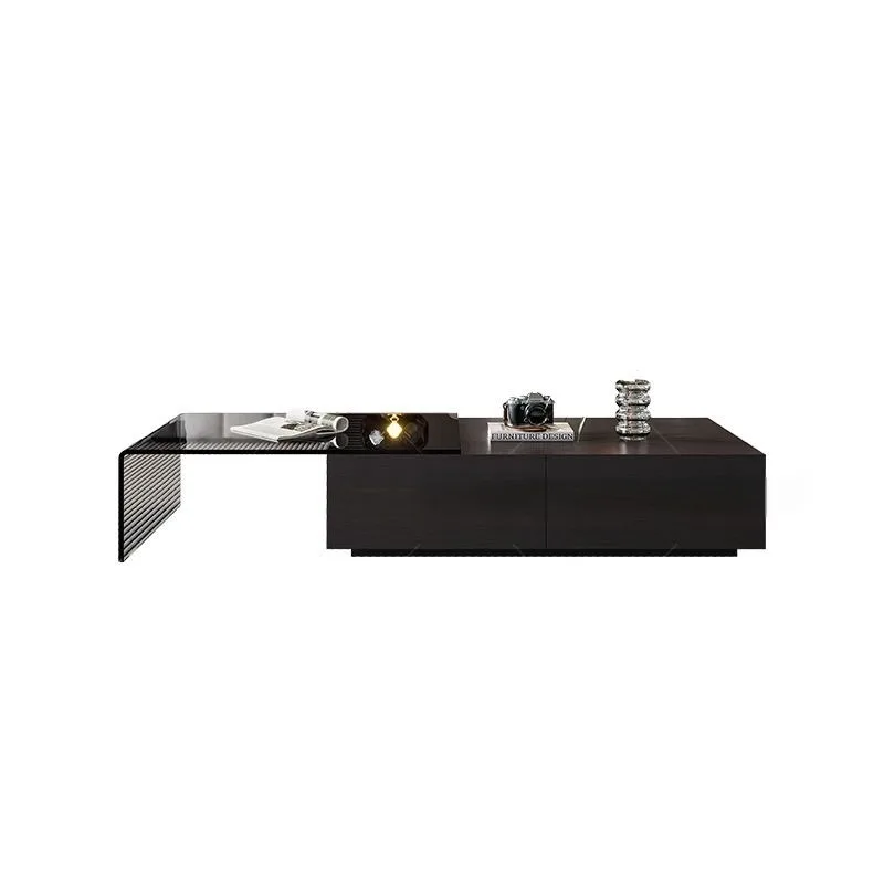 tgItalian Modern Minimalist Smoke Color Retractable Wood Light Luxury Rectangular Living Room Large Coffee Table%