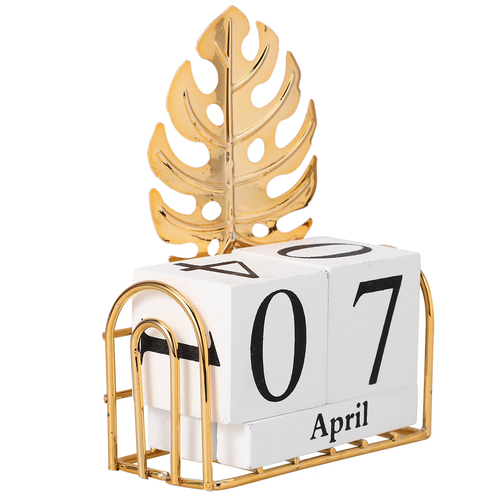 1Set Blok Kalender Kayu Aksesori Meja Dekoratif Kantor Rumah Elegan Perlengkapan Kantor Kalender Abadi yang Dapat Digunakan Kembali