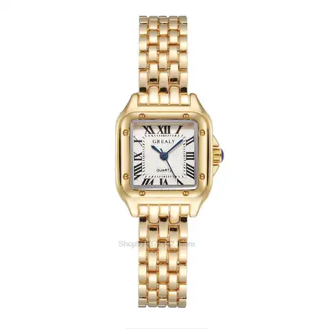 2025 Luxury Women's Fashion Square Watches Gold Alloy Strap Ladies Quartz Wristwatches Qualities Female Roman Scale Clock