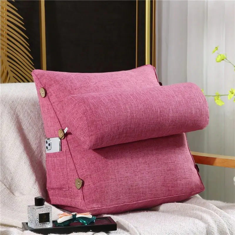 Simple Cushion Cotton Linen Triangular Sofa Tatami Bed Mattress Head Waist Protection Backrest Rest Leisure Pillows Decor Home