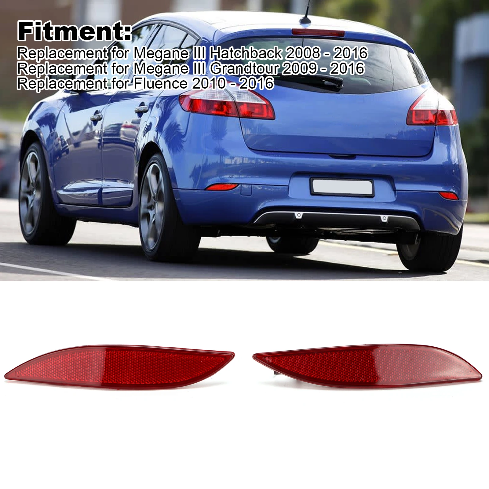 1 Pair Rear Bumper Reflectors 265650004R Parts Replacement For Megane III Fluence