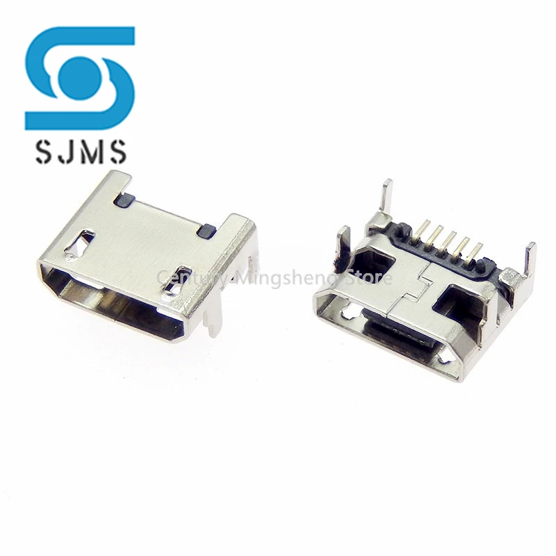 Micro 5pin USB Connector Female Port Jack Solder Plug DIP 4 Legs Phone Data Charging Socket mini USB 5P Micro USB DIY Repair