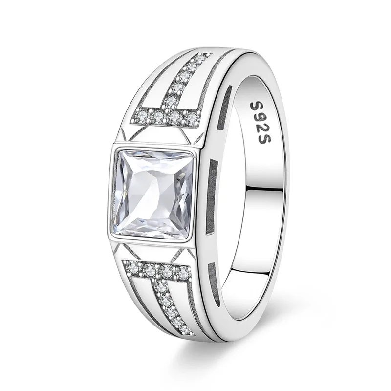 

2026 Popular 925 Sterling Silver Double T Square Ring High Quality Original For Men Fine Birthday Graduation Jewelry Gifts