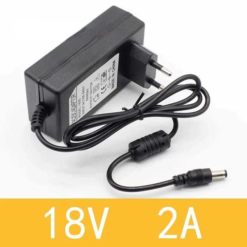 전원 공급 장치 EU 플러그, 18V 2A AC 100V-240V 컨버터 어댑터, DC 18V 2A 2000mA, 5.5mm x 2.1-2.5mm, 1 개