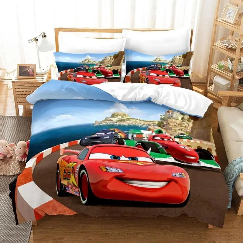 

Disney Cartoon Lightning McQueen Car Duvet Cover Sets Bedding Sets Polyester Digital Printing Quilt Cover Cars Boy Gift