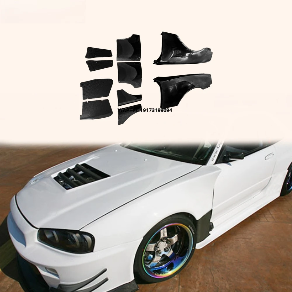 

Для Skyline R34 GTR: Пара передних вентилируемых крыльев GK с частичным карбоновым покрытием