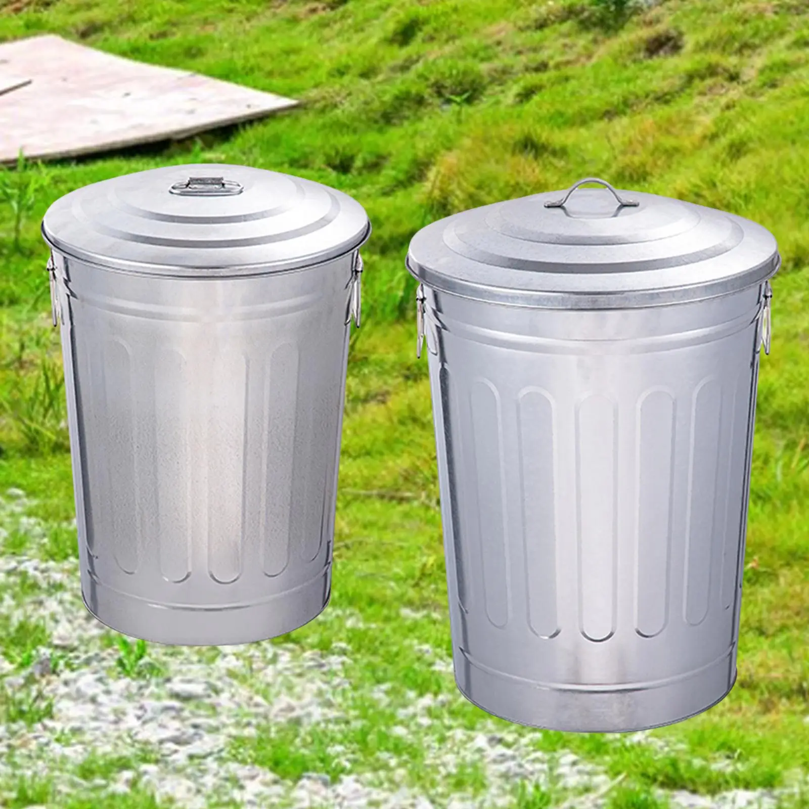 

Outdoor Iron Garbage Can Bin with Lid Multifunctional for Waste Management Solution Compost Bin