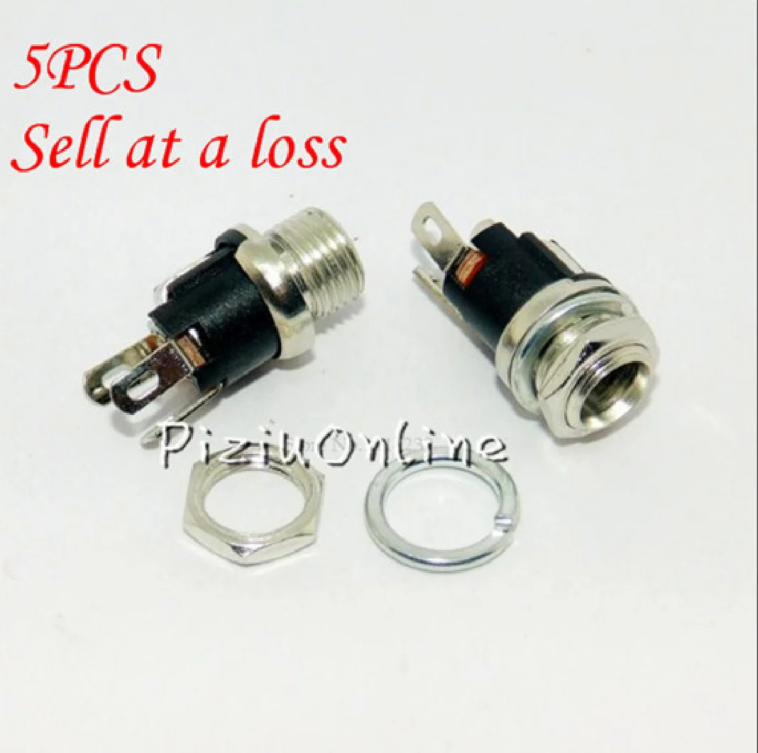 5pcs/lot DC025M DC Socket with Threaded DC Power Socket 5.5X2.1 5.5X2.5