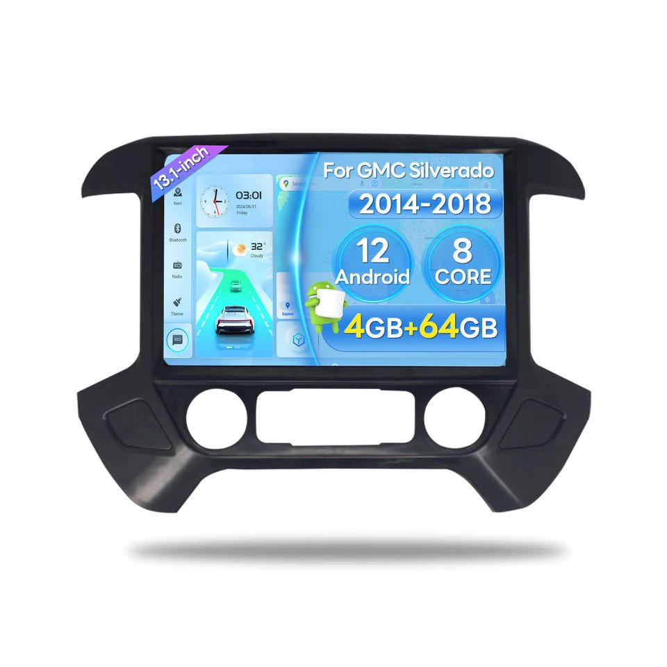 13.1inch Android Screen Car Stereo Tesla Style Navigation for Chevrolet Silverado/GMC/Sierra 2014-2018 8Cores