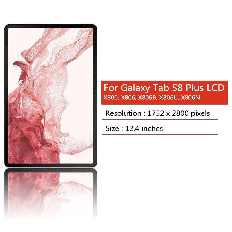 Imagem -02 - Super Amoled Touch Screen Digitalizador Display Lcd para Samsung Tab s8 Plus s8 Plus Sm-x800 Sm-x806 124 Pol