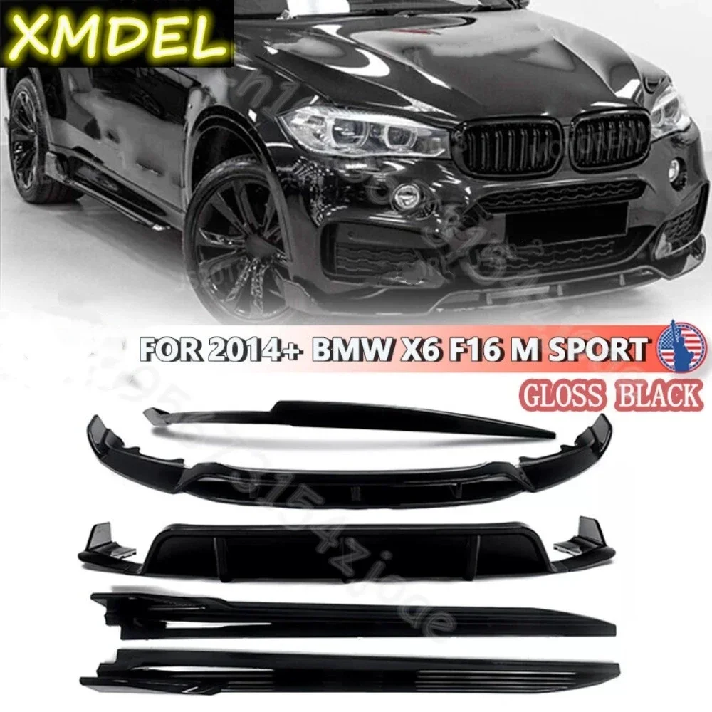 Frontspoiler Heckspoiler Diffusor Seitenschweller Glanzschwarz Schutzstoßstange Auto-Styling Bodykit für BMW X6 F16 M Sport 14+