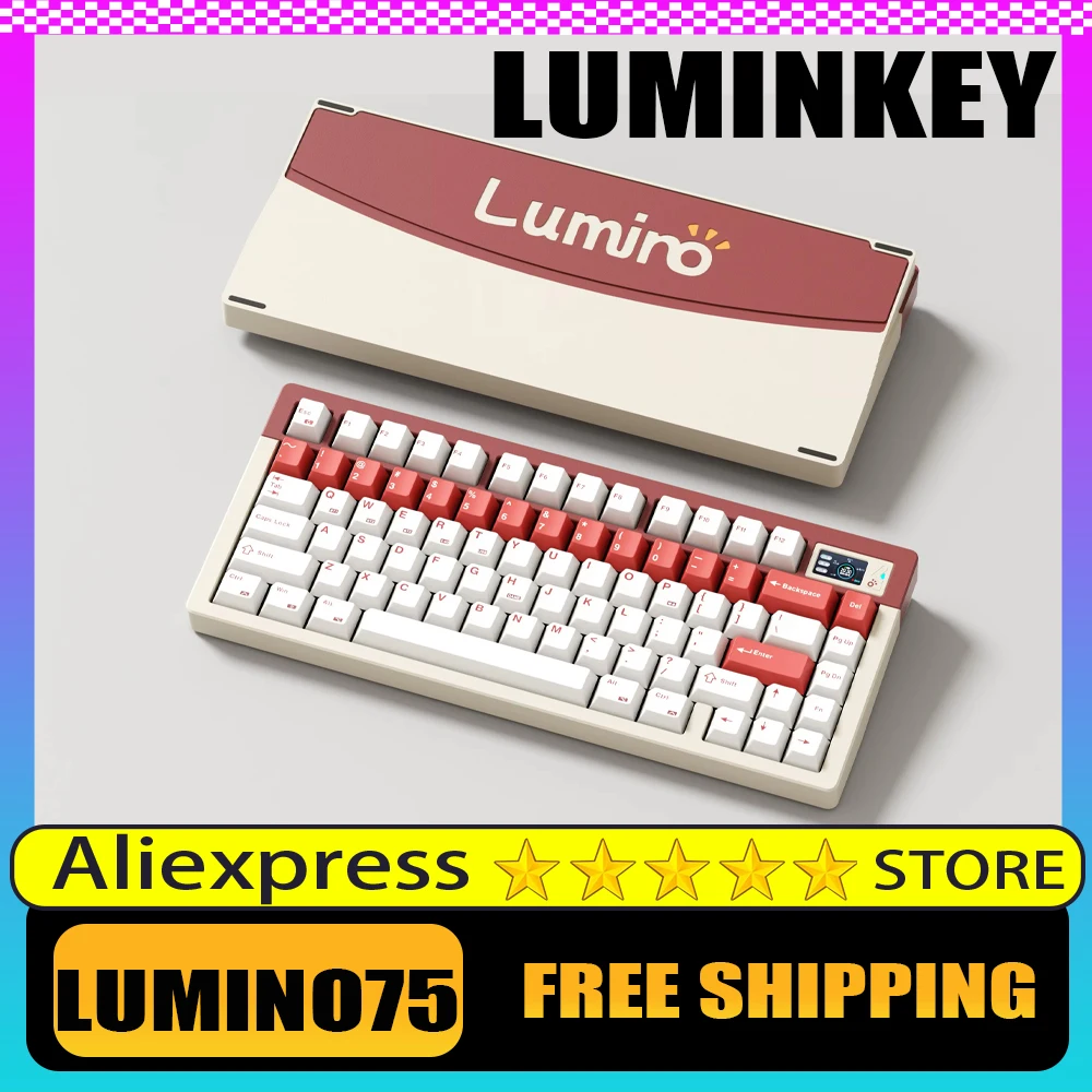 

Новая Механическая клавиатура Luminkey Lumino75 из алюминиевого сплава, Bluetooth, три режима, низкая задержка, игровая клавиатура для ПК