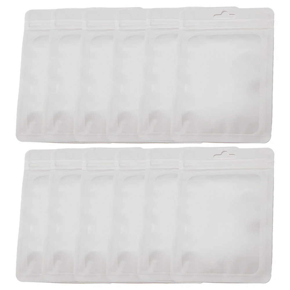 10Pcs/Lot 7.5X10/10X15/12X20/14X20cm White Zip Lock Bag with Hang Hole For Gift Bracelet Storage Pouch Jewelry Display Packaging
