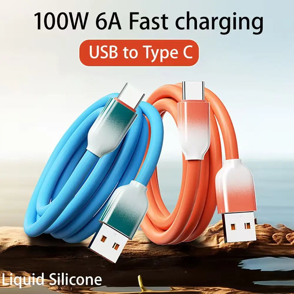 100w 6a usb c cabo de dados de carregamento rápido para samsung xiaomi redmi huawei honra oppo oneplus usb tipo c silicone líquido de alta velocidade