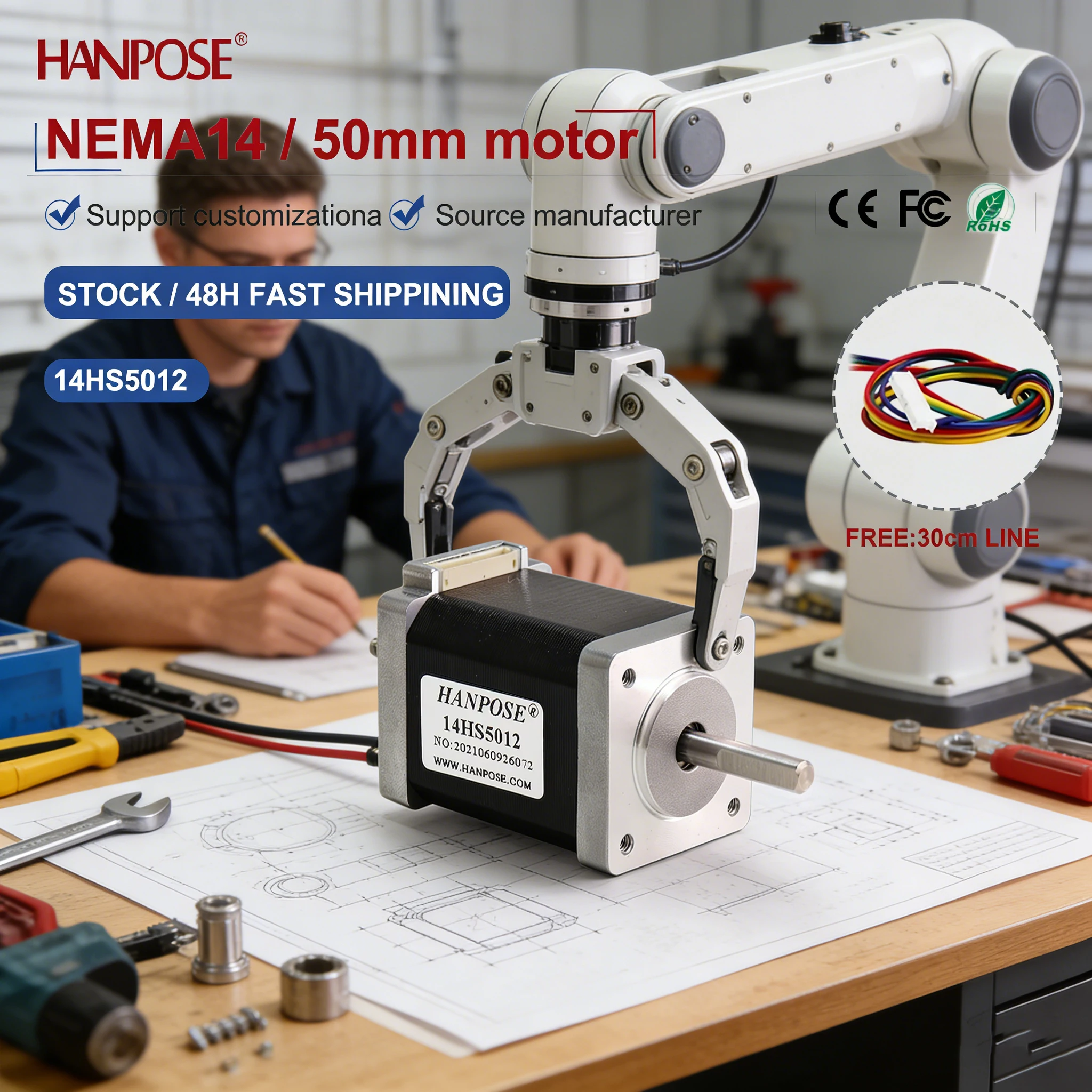 NEMA14  14HS5012 Miniature Stepper Motor 0.3N. m 0.8A 3D Printing Accessories Motor Manufacturer Direct Sales in Stock
