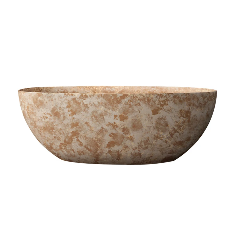 1700MM Chinese Retro Artificial Stone Oval Freestanding Bathtub, Light Luxury Art Tub for Villa Hotel B&B Home RS100B