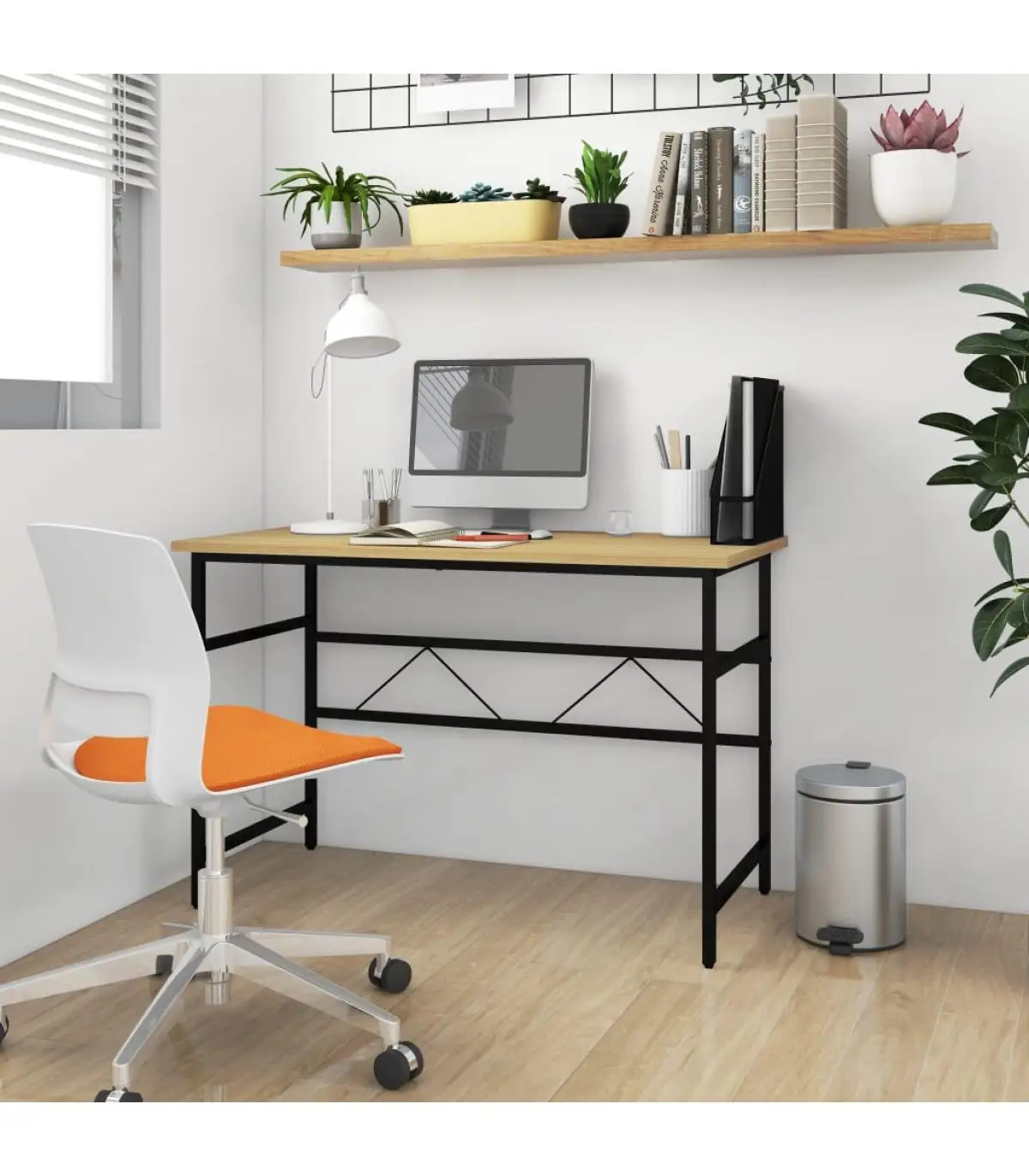 Desktop desktop for computer MDF metal Black Oak 105x55x72 cm