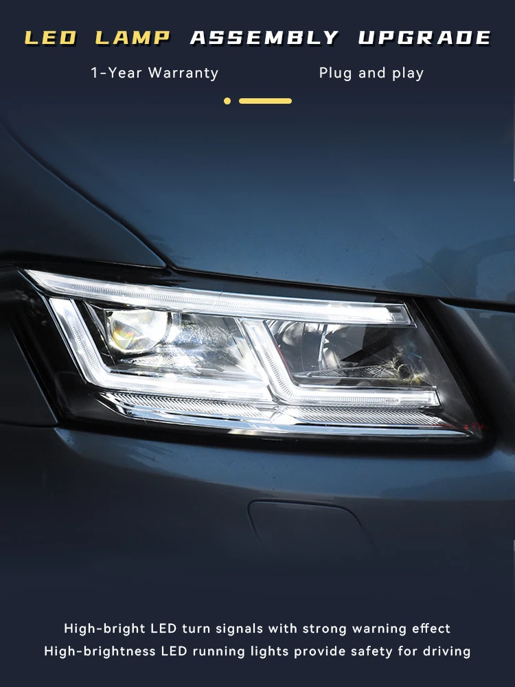 

Автомобильные фары для Audi Q5 2008-2018, полностью светодиодные фары в сборе, обновленная линза проектора, DRL, биксеноновый сигнал, передняя лампа, аксессуары