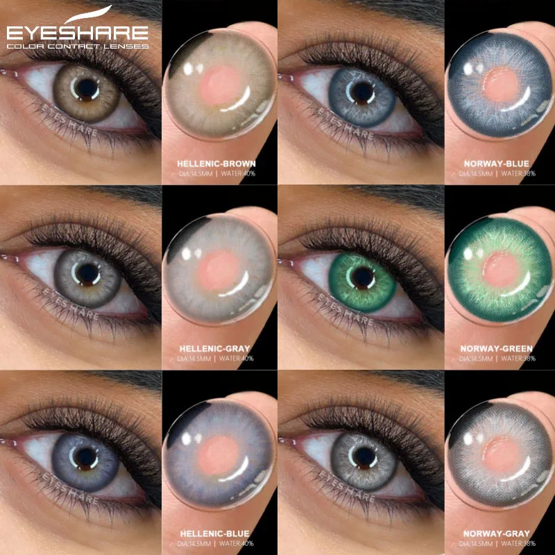 EYESHARE 1 пара цветных контактных линз для глаз, зеленые контакты Yealy Beauty, серые зрачки, цветные контактные линзы, синие линзы для глаз