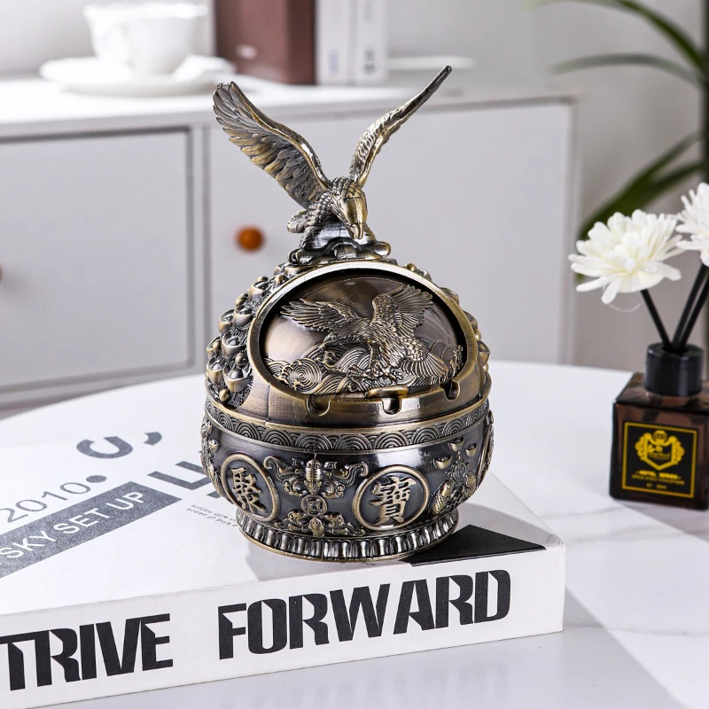European Animal Ashtray Chinese Zodiac Home Living Room Personalized Antique Bronze Alloy Windproof  Smokeless Ashtray
