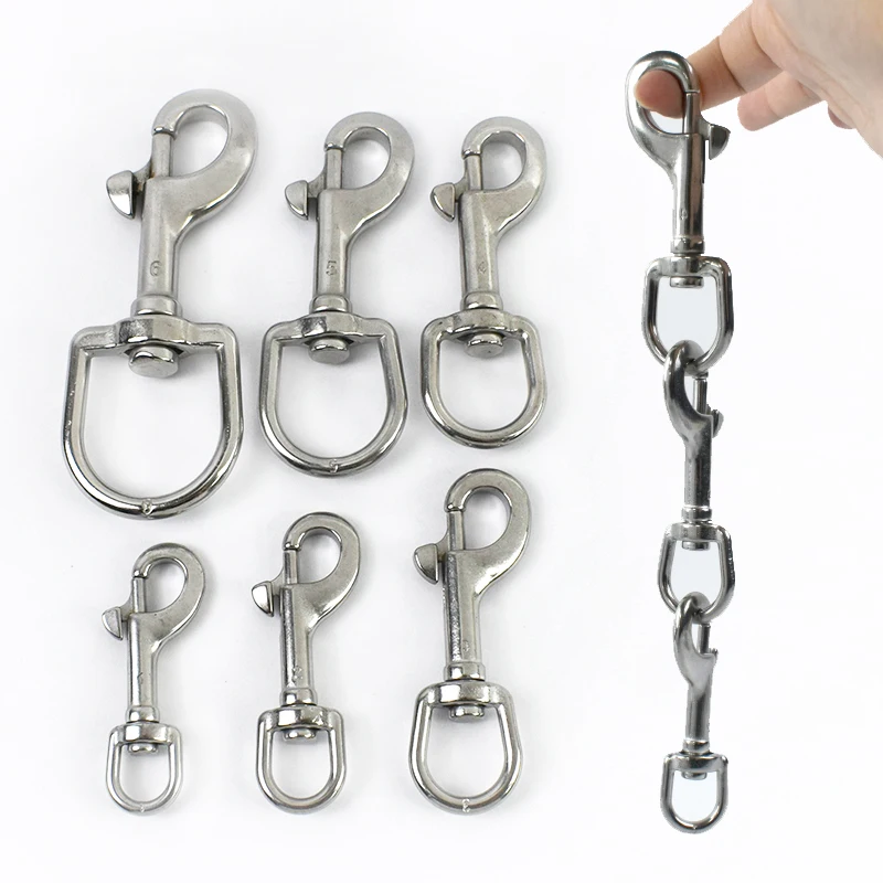 304 Stainless Steel Metal Buckles for Dog Leash Strap Single Ended Swivel Snap Hooks Keychain Flag Pole Rope Carabiner Clasp