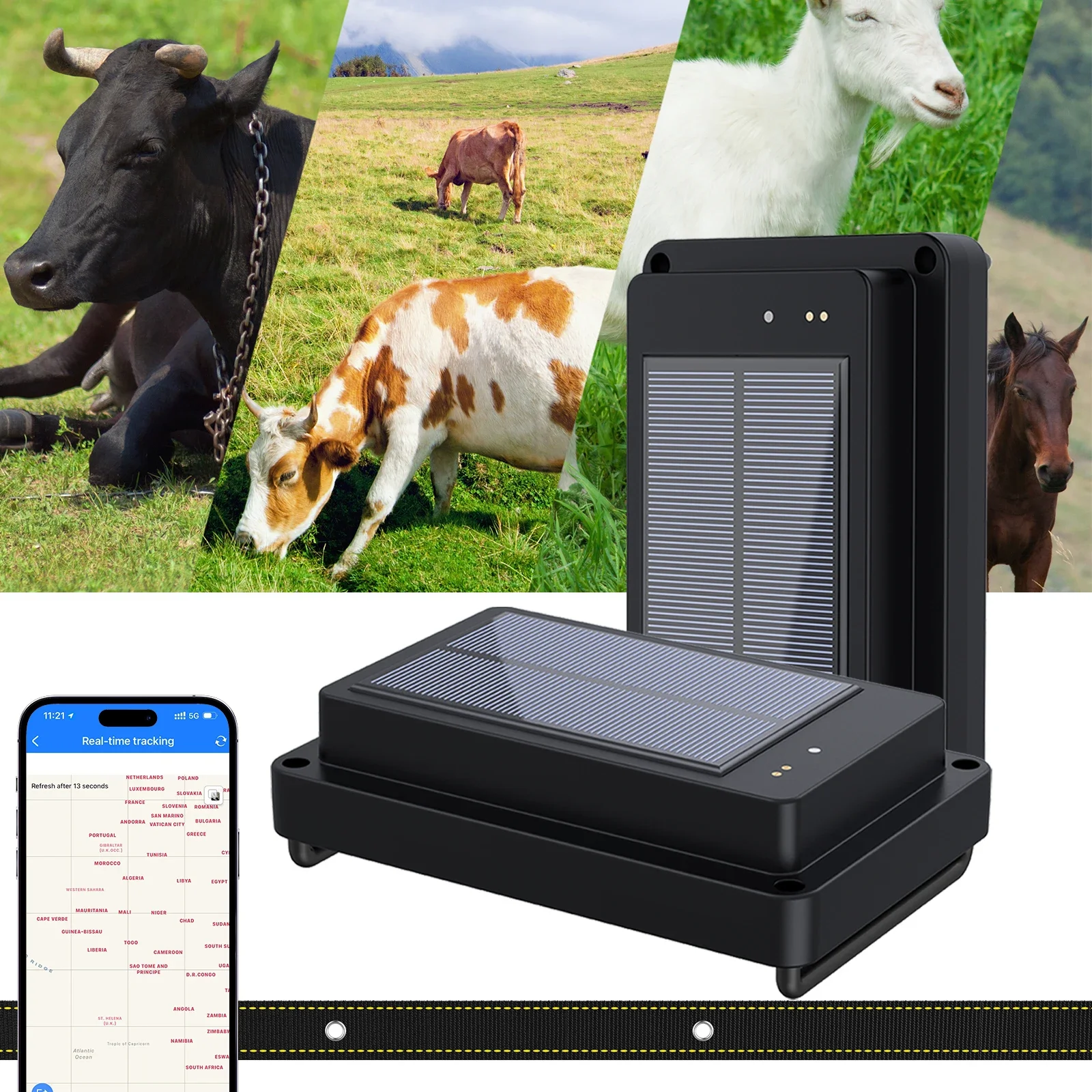 GPS Pet Locator  Solar -Poweed Livestock GPS Tracker  Readout 4G Anti-Lost Electronic Fence