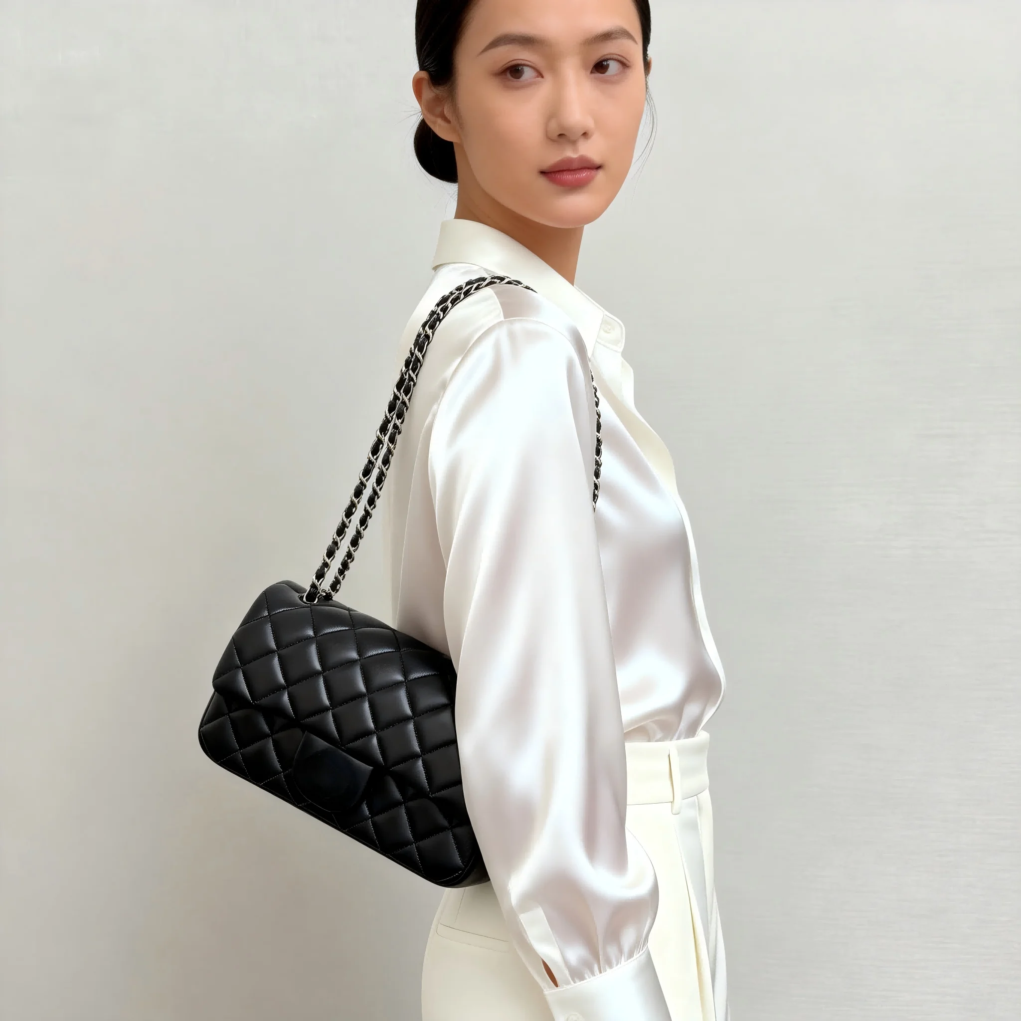 All-match Elegant Genuine Leather Chain Bag Women Office Commute Crossbody Purse