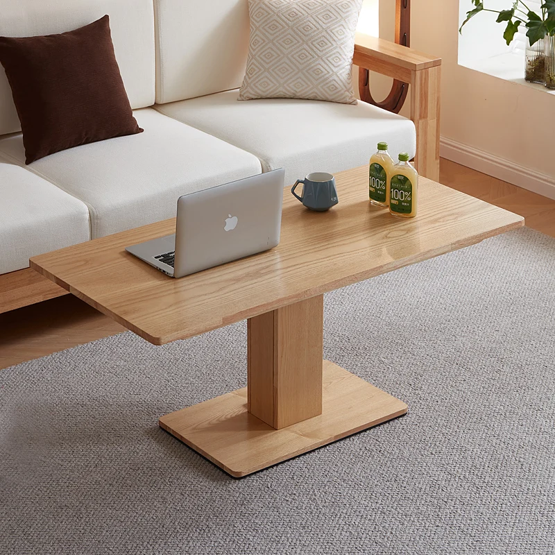 *☆ Solid Oak Coffee Table: Nordic Lifting Dining/desk, Modern Minimalist Tea Table For Small Living Rooms