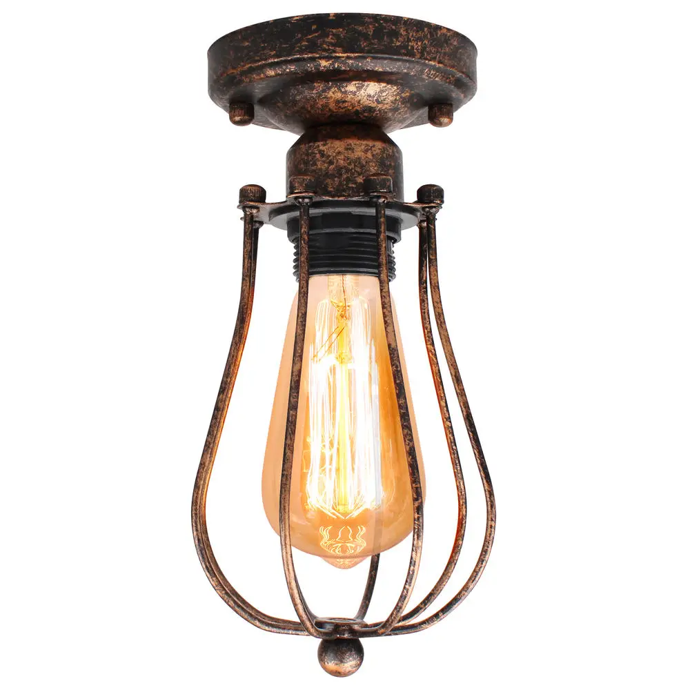 Industrial Ceiling Lights Iron Ceiling Lamp Retro Iron Cage Fixtures Home Lighting Plafonnier For Living Room Bedroom Kitchen