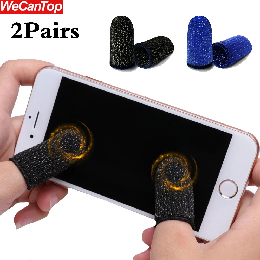 2Pairs Finger Sleeves Mobile Game Controller,Anti-Sweat Breathable Full Touch Screen Sensitive Shoot Aim Joysticks Finger Covers