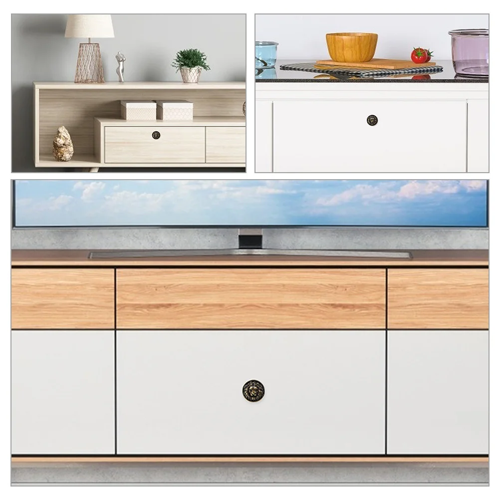 

2Pcs Lion Head Zinc Alloy Door Handle Durable Cabinet Knob Drawer Pulls Metal Furniture Handle Replacement Metal Drawer Pulls