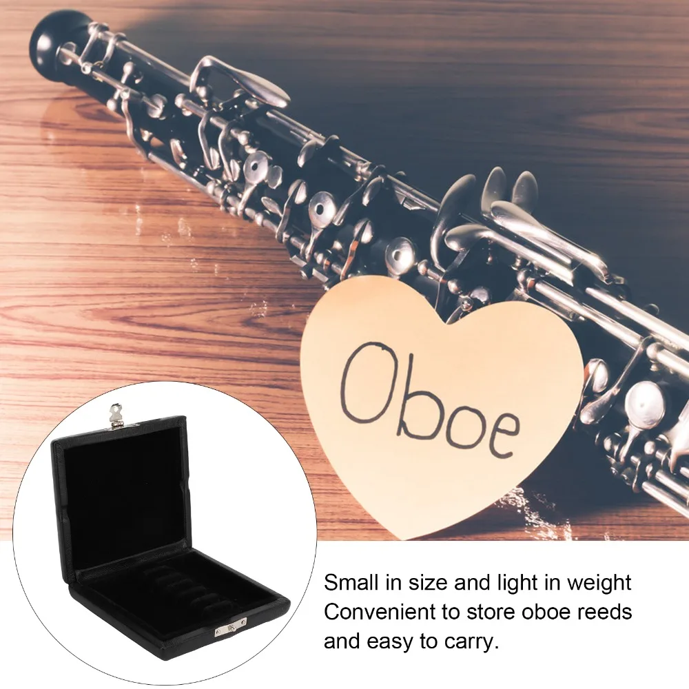 PU Leather+Wood Reed Storage Box 6 Slots Design Black Color Oboe Reed Box Musical Instrument Accessory For Oboe Players