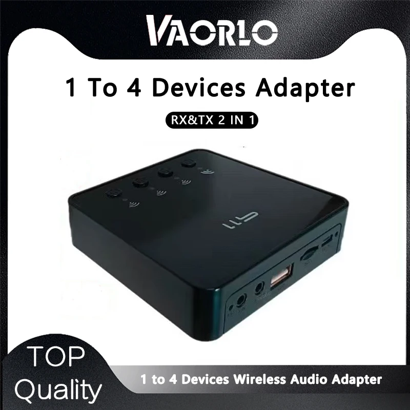 VAORLO 1 To 4 Wireless Audio Receiver Transmitter Connect 4 Devices At The Same Time HiFi Stereo Support TF U-Disk Playing