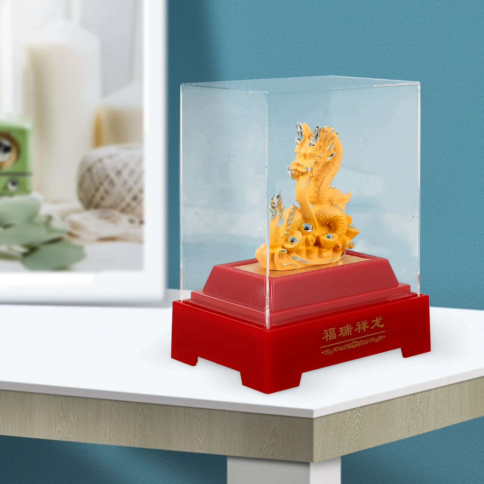 

Zodiac Dragon Figurine Resin Craft Decor Home Office Statue Ornament Plastic Bookshelf Desktop Animal Art Vintage Style