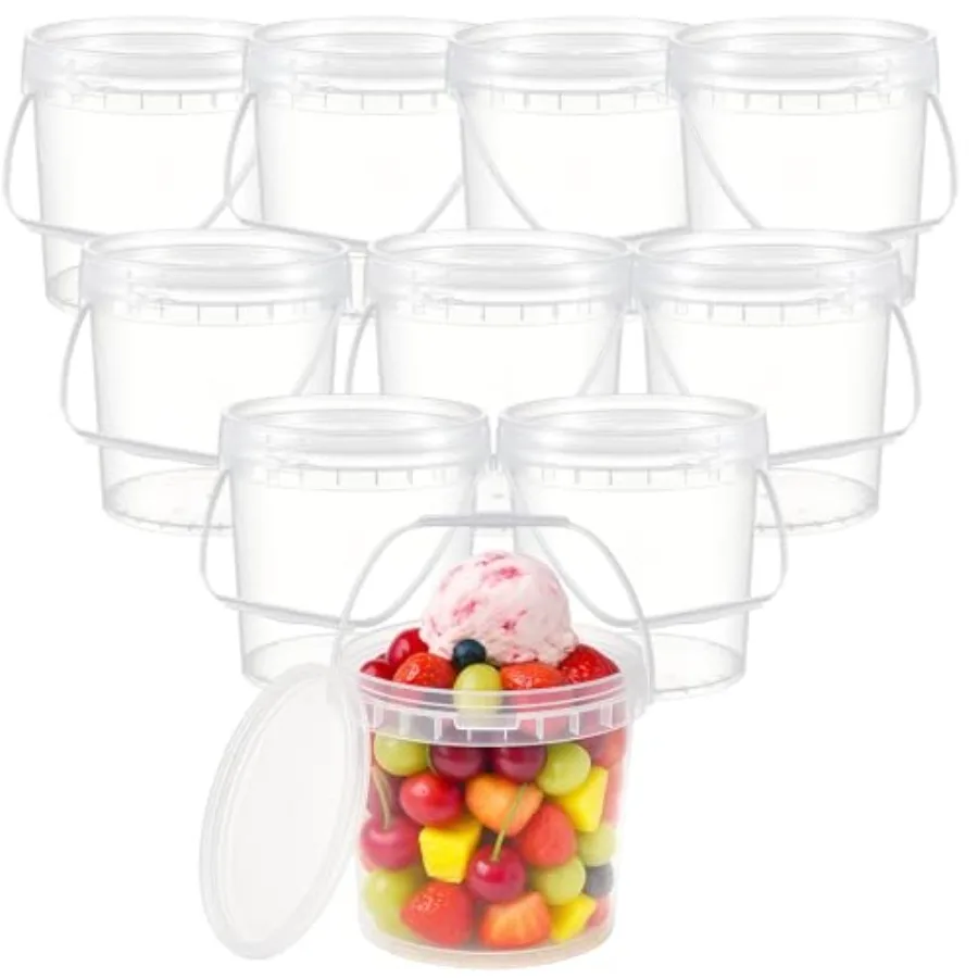 

0 Pk Gallon/ 28 oz/ 3.8 L Clear Plac et wi Handle and Lids Food Storage Coniners Freeze Safe Ice Cream Tubs for Deli Kitchen D