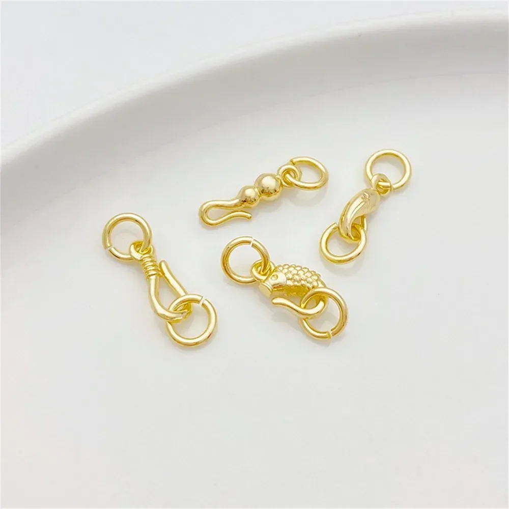 14K goud kleur karper dolfijn dubbele ring verbinding accessoires handgemaakte DIY armband ketting sieraden gesp materiaal accessoire