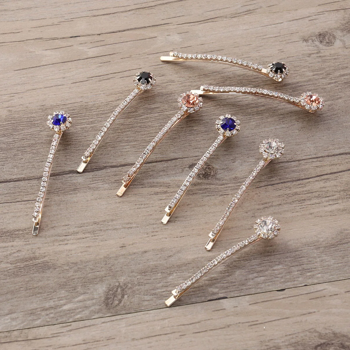 

8 pcs Mixed Crystal Hair Clips Metal Snap Hairpins For Bright Barrettes Party School Daily Wear Accessories