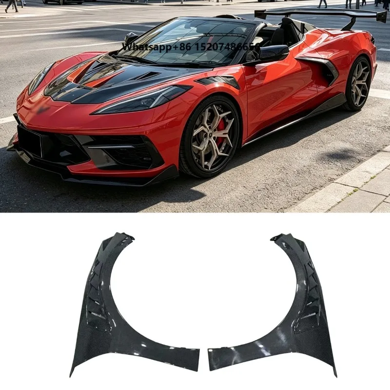 Carbon Fiber Fender for Chevrolet  C8 2020+ Front Bumper Side Fender Air Vent Mudguard Car Body Kit