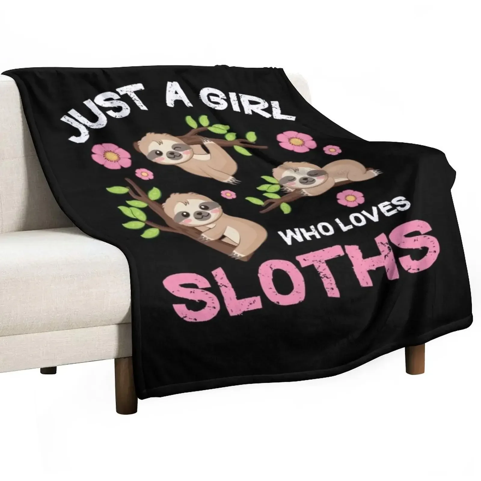 

Just A Girl Who Loves Sloths Set | Funny And Cute Sloth Throw Blanket Thermals For Travel Personalized Gift Blankets