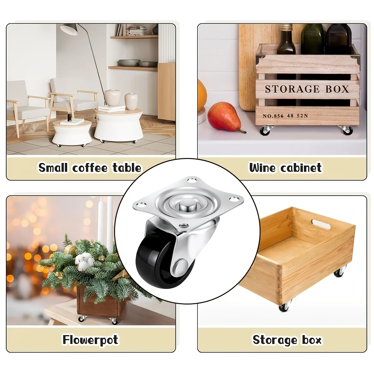 4/8Pcs 1inch Rubber Furniture Casters Wear Resistant Mute Universal Heavy Trolley Wheels 360 Degrees Swivel Castor