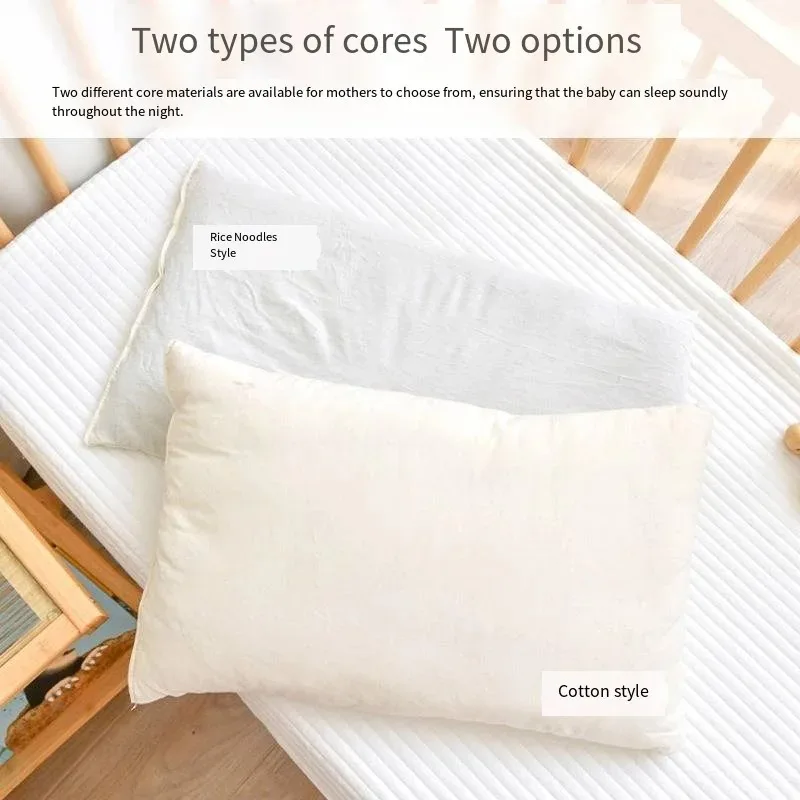 Almohada de algodón puro para niños adecuada para bebés de 1 a 3 a 6 años, almohada de algodón para bebés, almohada de avena para bebés
