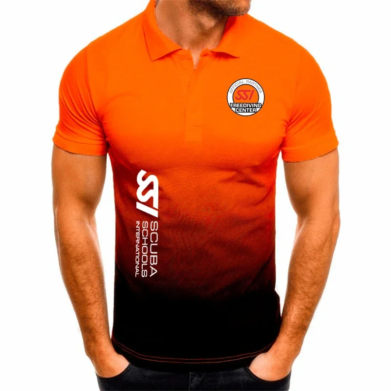 Polo de algodón SSI para hombre, Camiseta ajustada con degradado de calle, estilo Hip hop, marca personalizada, novedad de verano