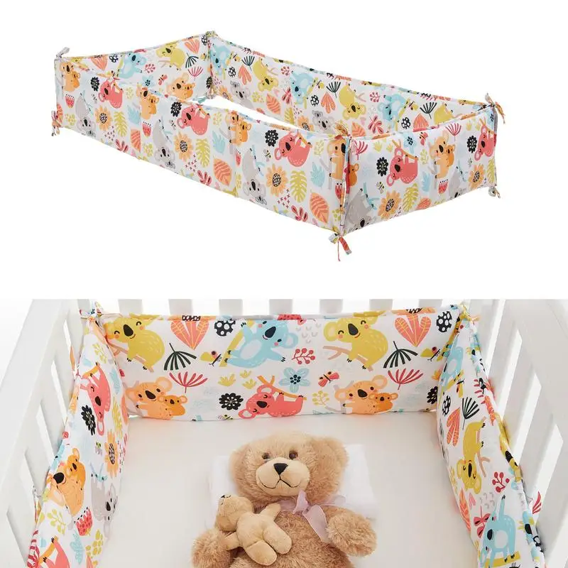 Baby-Bettwäsche-Set, 4 Stück, Baumwolle, Kinder-Sicherheitsbett um die Baumwollmischung, Anti-Kollisions-Anti-Fall-Babybett-Stoßstangenpolster für Kinder