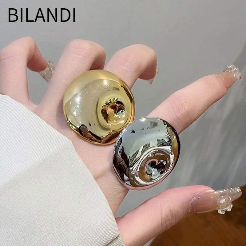 

Bilandi Fashion Jewelry Popular Style Big Round Metal Open Rings For Women Party Gifts Exaggerative Accessories Hot Selling