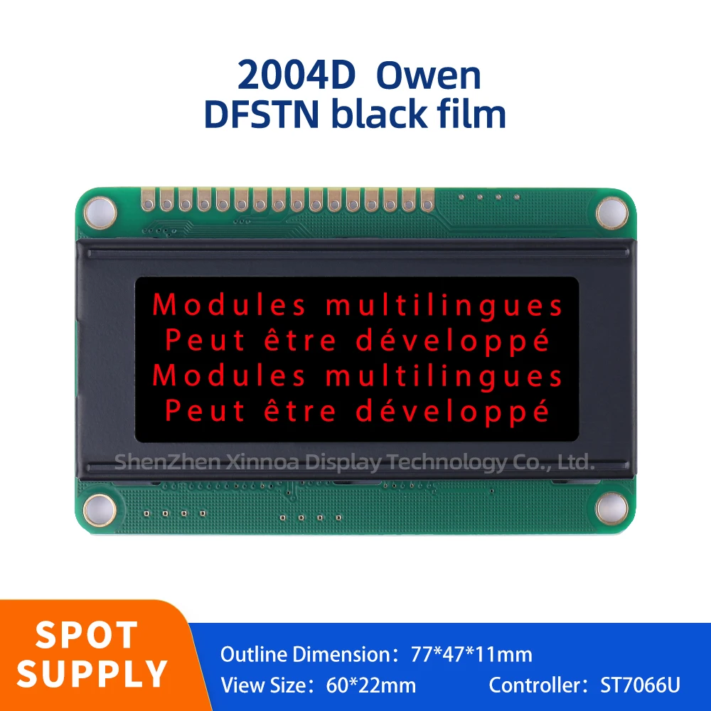 Lámpara Led de alto brillo, placa PCB dedicada, 04X20 LCD, 77x47x11MM, 3,3 V, DFSTN, película negra, letras rojas, pantalla de Fuente Europea 2004D