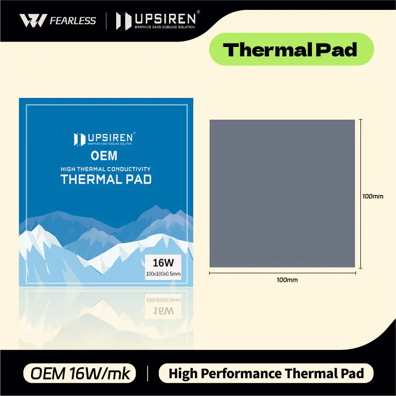 UPSIREN OEM 16W Heat Dissipation Silicone Pad CPU/GPU Graphics Card Water Cooling Thermal Pad Silicone Grease Pad 100x100mm