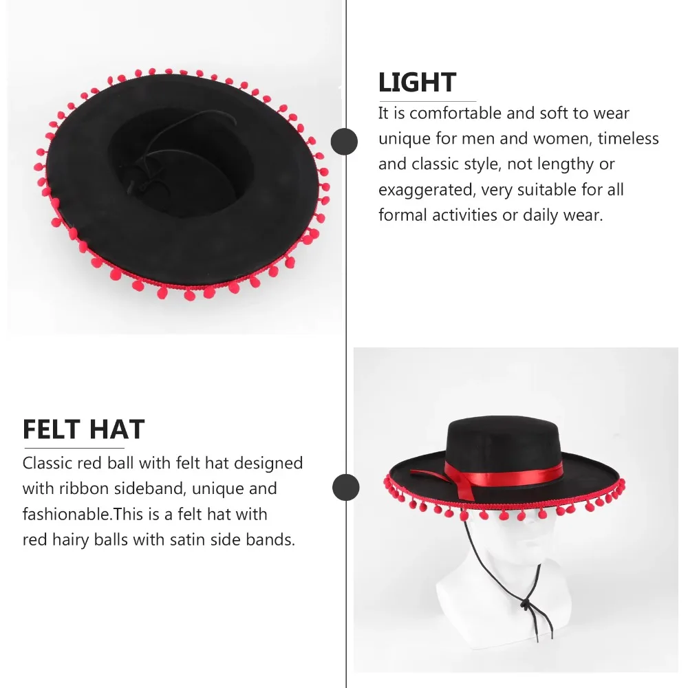 Halloween Zoro fuzz ball Mexican Sombrero Hats Photo Shoot Props Wide Brim Design Wide Brimmed Hat Casual Party Decorate